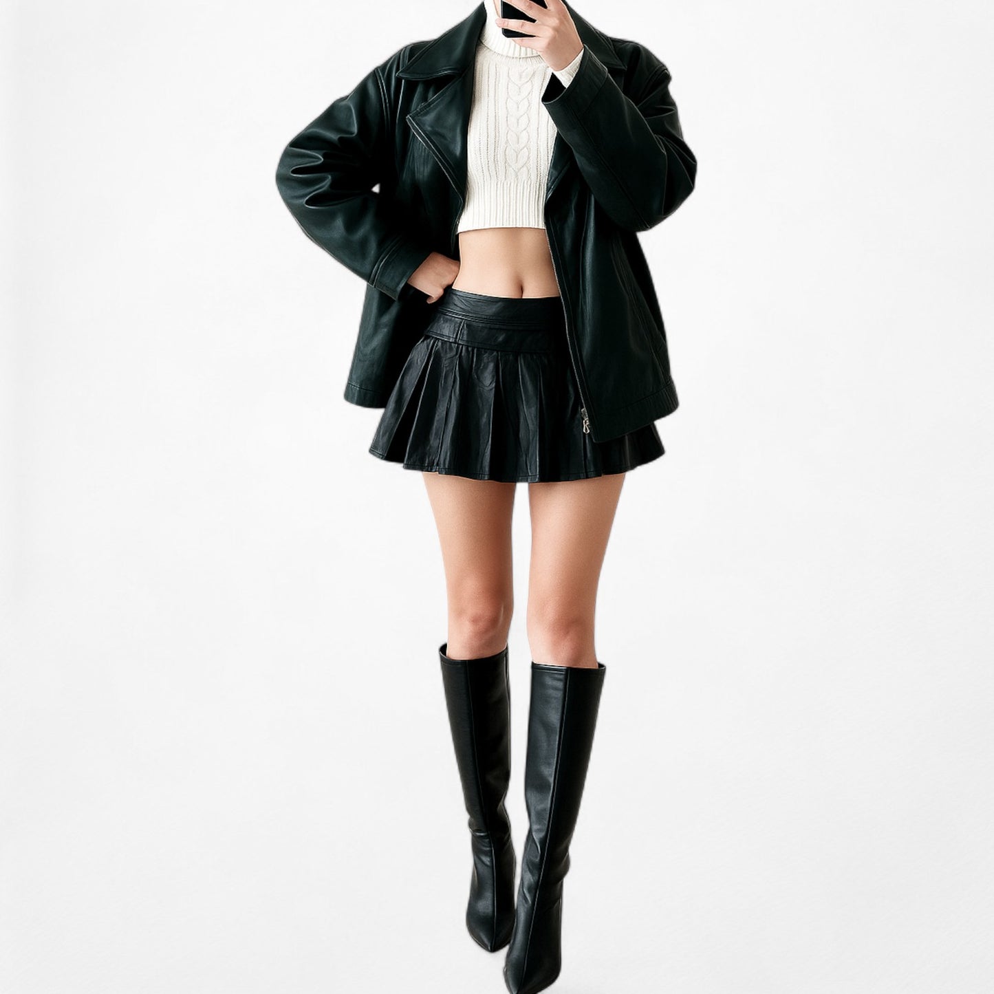 Ann Taylor Dark Green Motorcycle Faux Leather Jacket Size 6/M