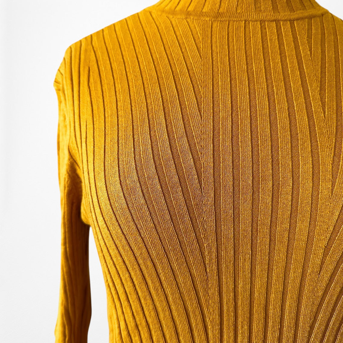 H&M Yellow Ribbed Knit Long Sleeve Turtleneck Mock Neck Sweater Top Size S