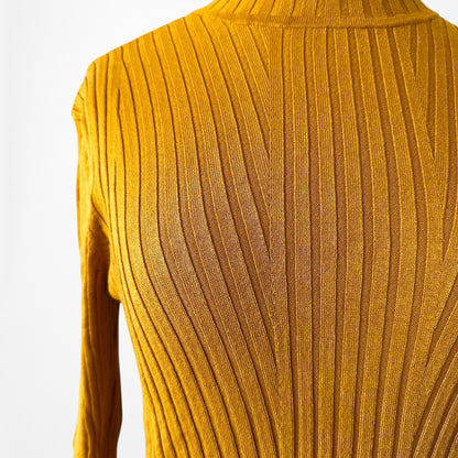 H&M Yellow Ribbed Knit Long Sleeve Turtleneck Mock Neck Sweater Top Size S