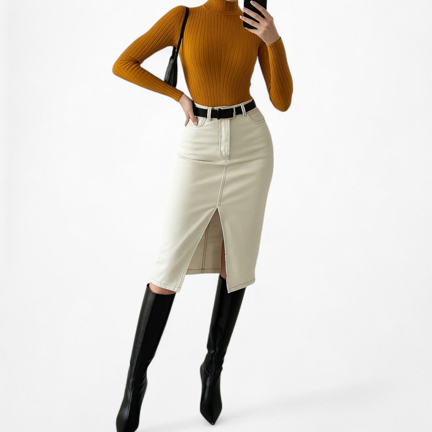 H&M Yellow Ribbed Knit Long Sleeve Turtleneck Mock Neck Sweater Top Size S