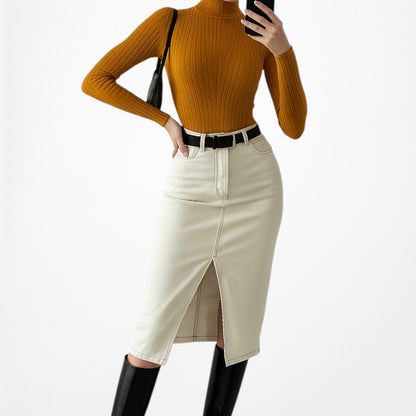 H&M Yellow Ribbed Knit Long Sleeve Turtleneck Mock Neck Sweater Top Size S