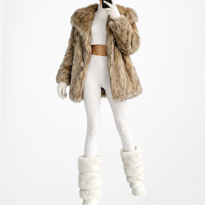 Vintage Y2K Brown Faux Fur Oversized Teddy Coat Jacket Size S