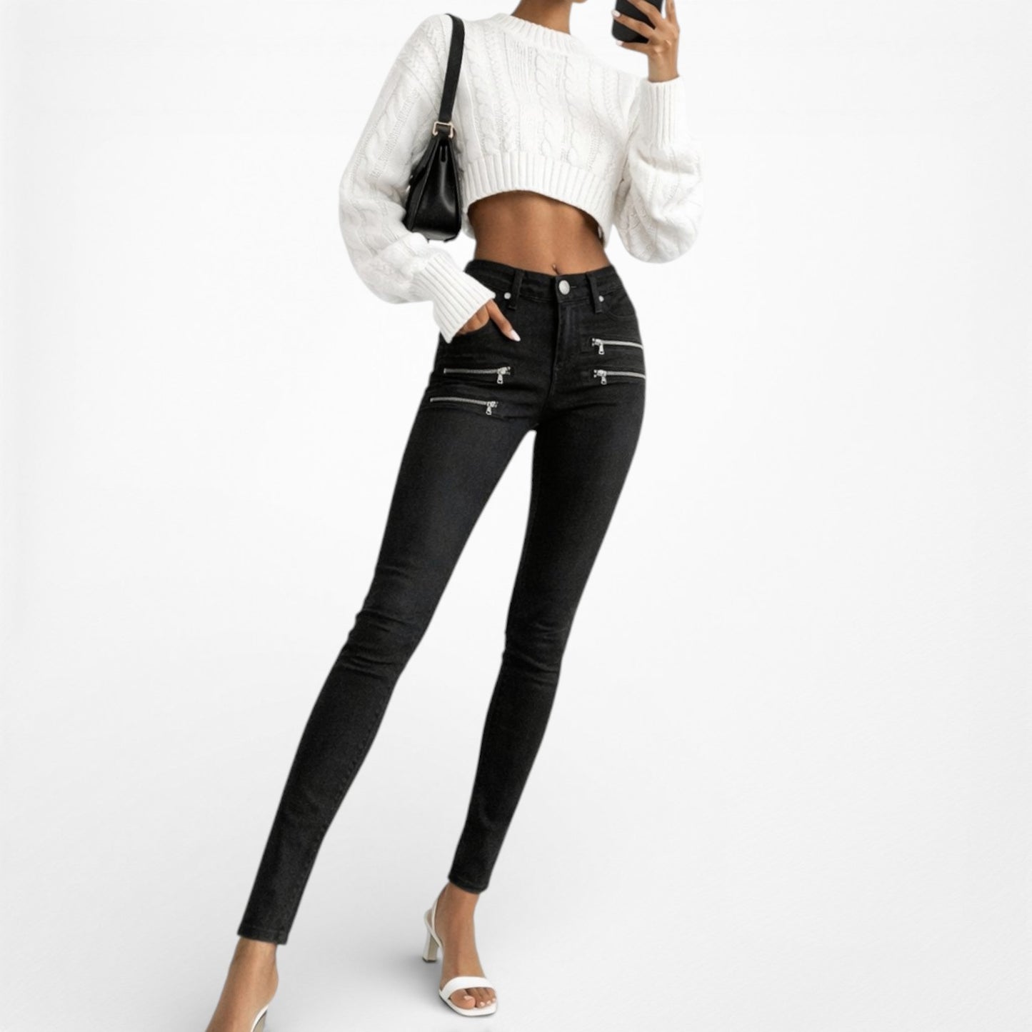 Paige Zipper Detail Medium Rise Skinny Jeans Size 23/XS