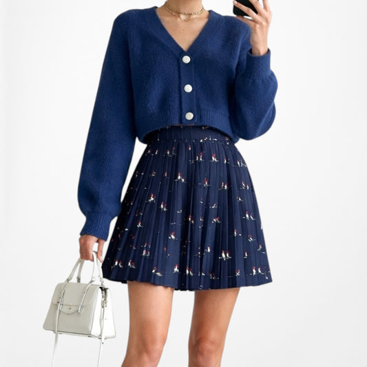 Vintage Y2K High Waisted Pleated Animal Print Mini Skirt Size XS/S