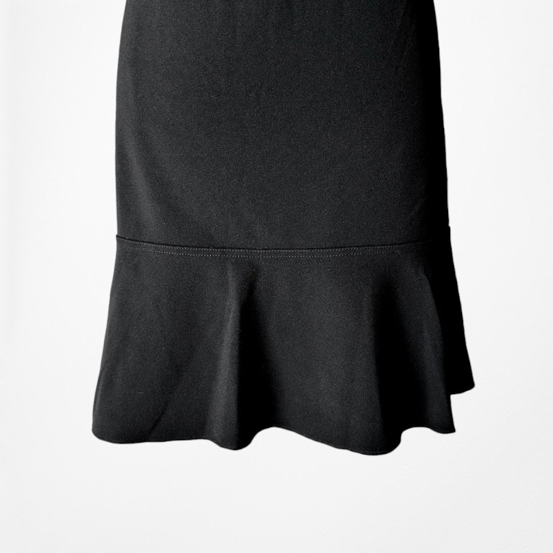 Vintage Y2K Black Long Bell Sleeves Ruffle Hem Knee Length Dress Size L