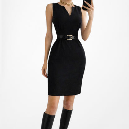 Vintage Y2K Black Knee Length Bodycon Sleeveless Cocktail Party Dress Size M