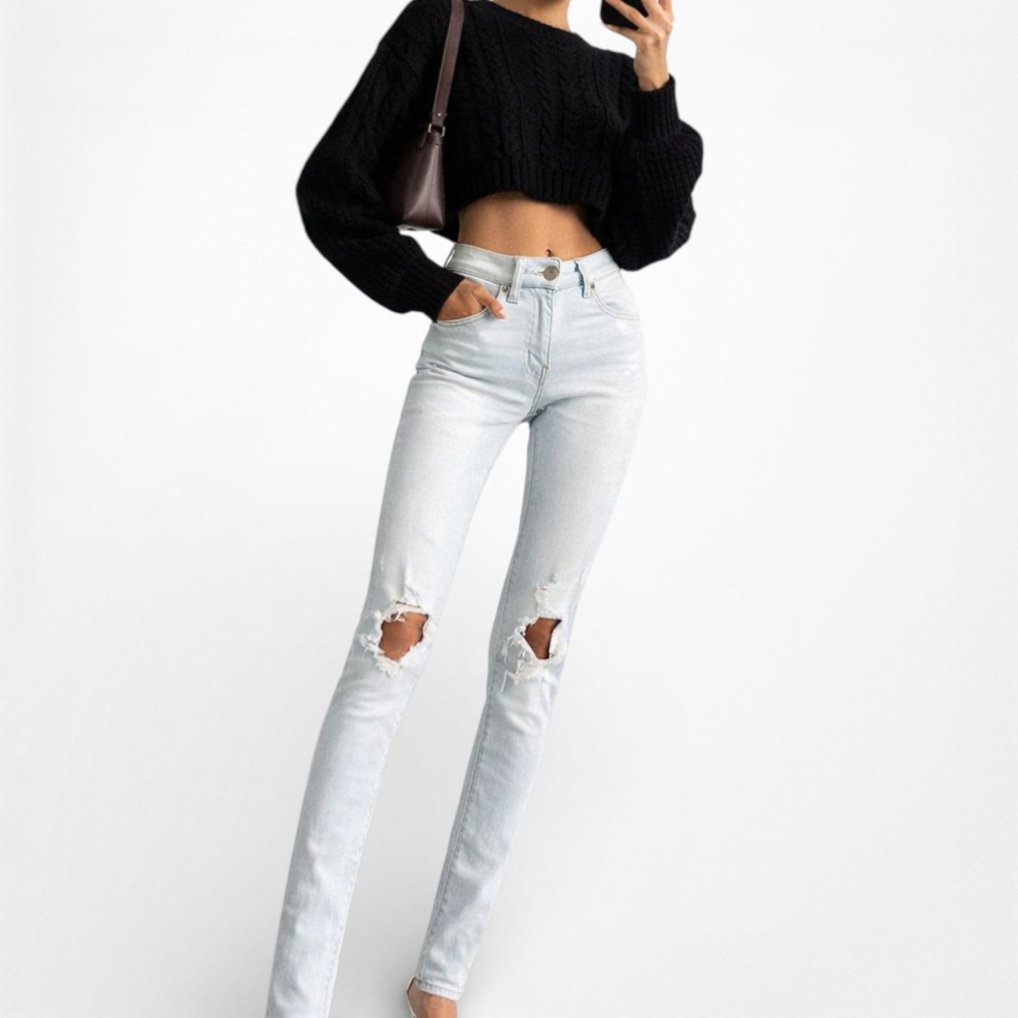 American Eagle Outfitters Mid Rise Ripped Knee Distressed Jegging Jeans Size XS