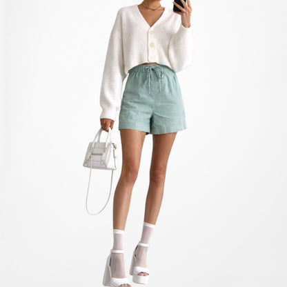 Vintage Y2K 90s Blue High Low Rise Drawstring Summer Casual Shorts Size XS/S