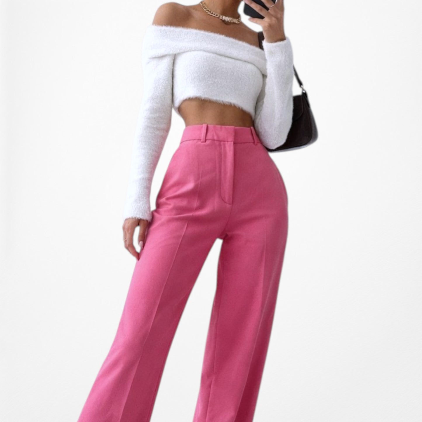 Zara Pink High Waisted Pink Straight Leg Pants Size XS/S