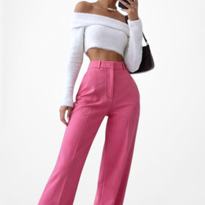 Zara Pink High Waisted Pink Straight Leg Pants Size XS/S