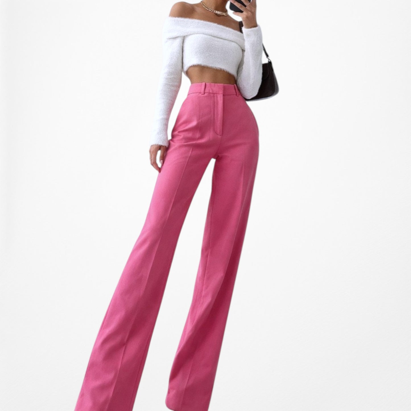 Zara Pink High Waisted Pink Straight Leg Pants Size XS/S