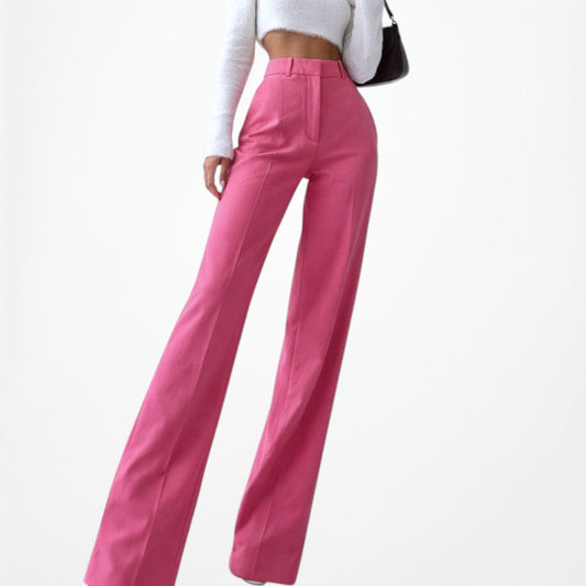 Zara Pink High Waisted Pink Straight Leg Pants Size XS/S