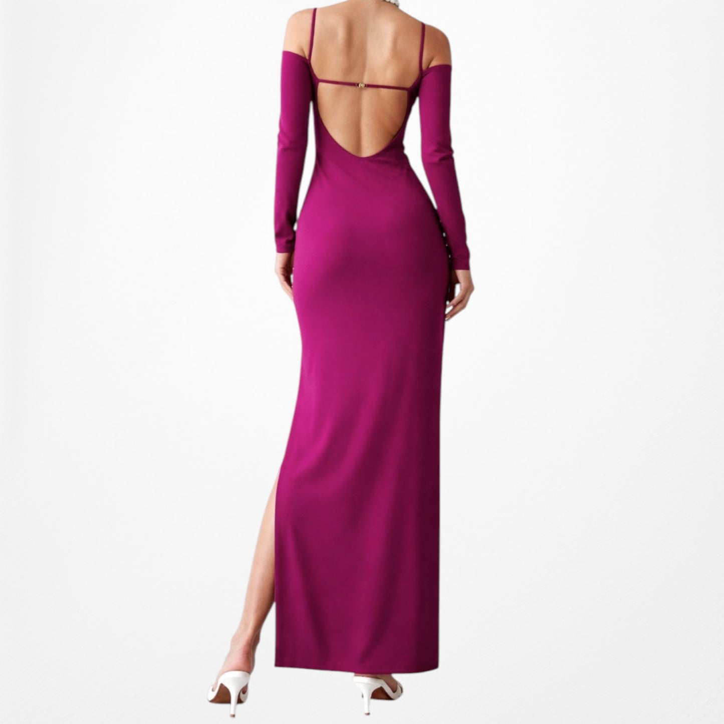 Zara Purple Long Sleeve Off The Shoulder Knit Midi Side Slit Dress Size S