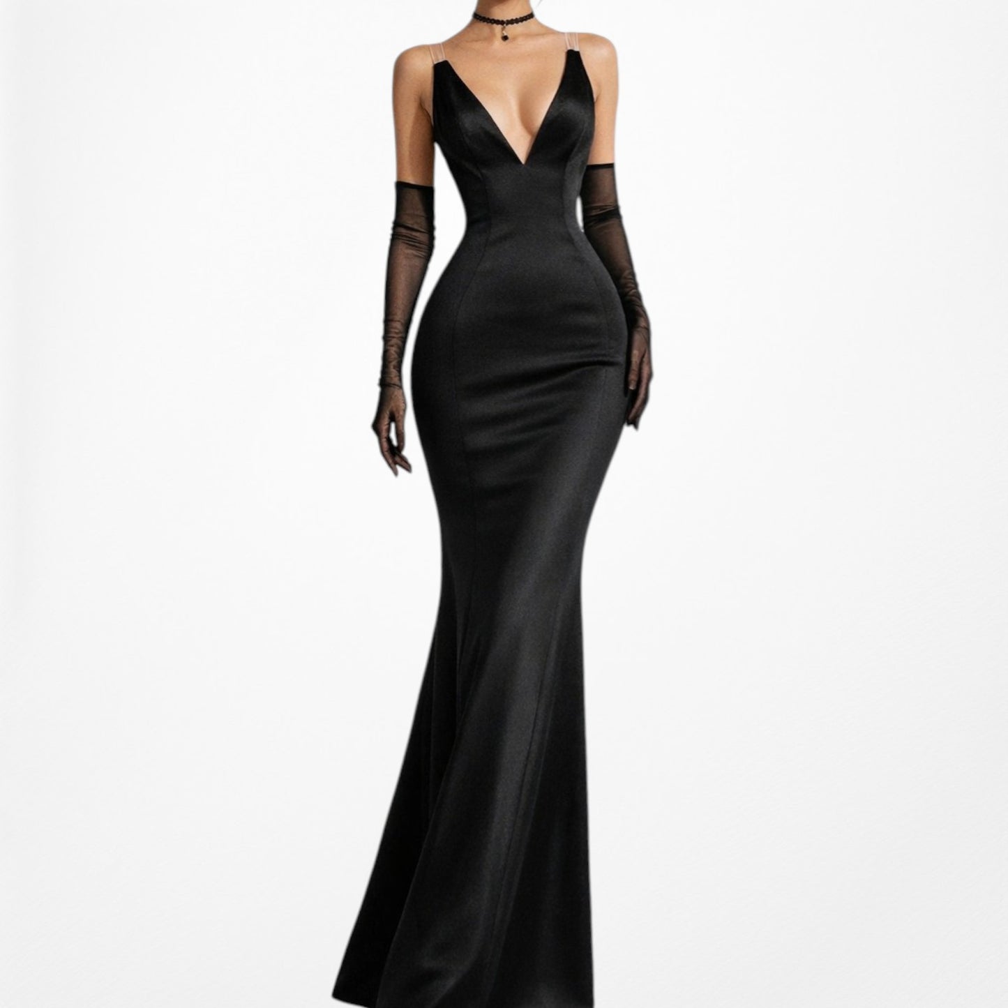 Black Bodycon Sleeveless V-Neck Formal Cocktail Prom Dress Size M