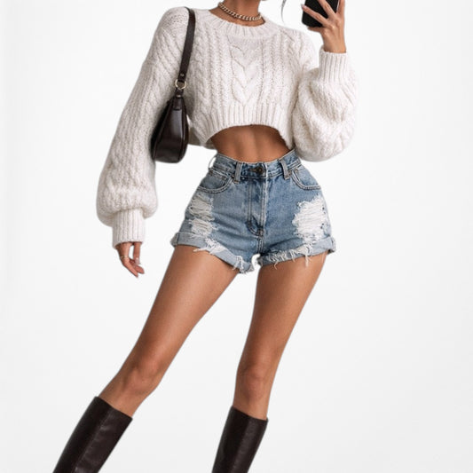 One Teaspoon Medium Wash Destroyed Distressed High Waisted Denim Shorts Size XS/S