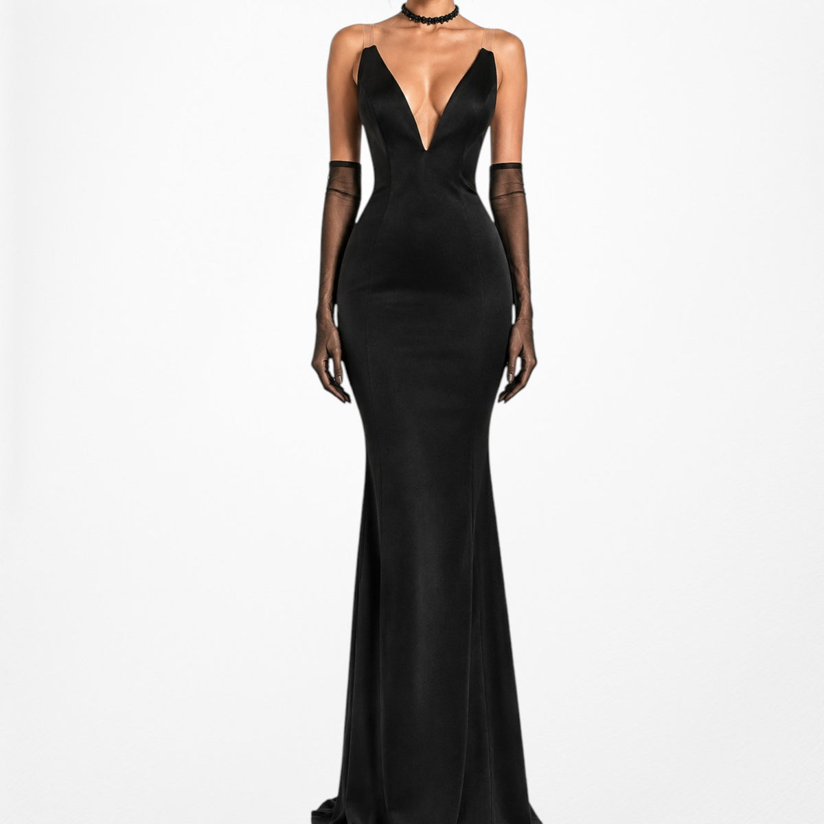 Black Bodycon Sleeveless V-Neck Formal Cocktail Prom Dress Size M