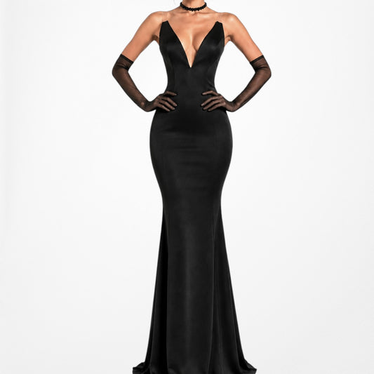 Black Bodycon Sleeveless V-Neck Formal Cocktail Prom Dress Size M