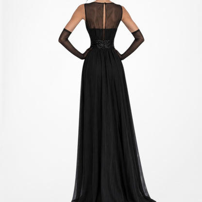 Vintage Y2K 90s Black Sequin Embellished Maxi Formal Cocktail Dress Size M