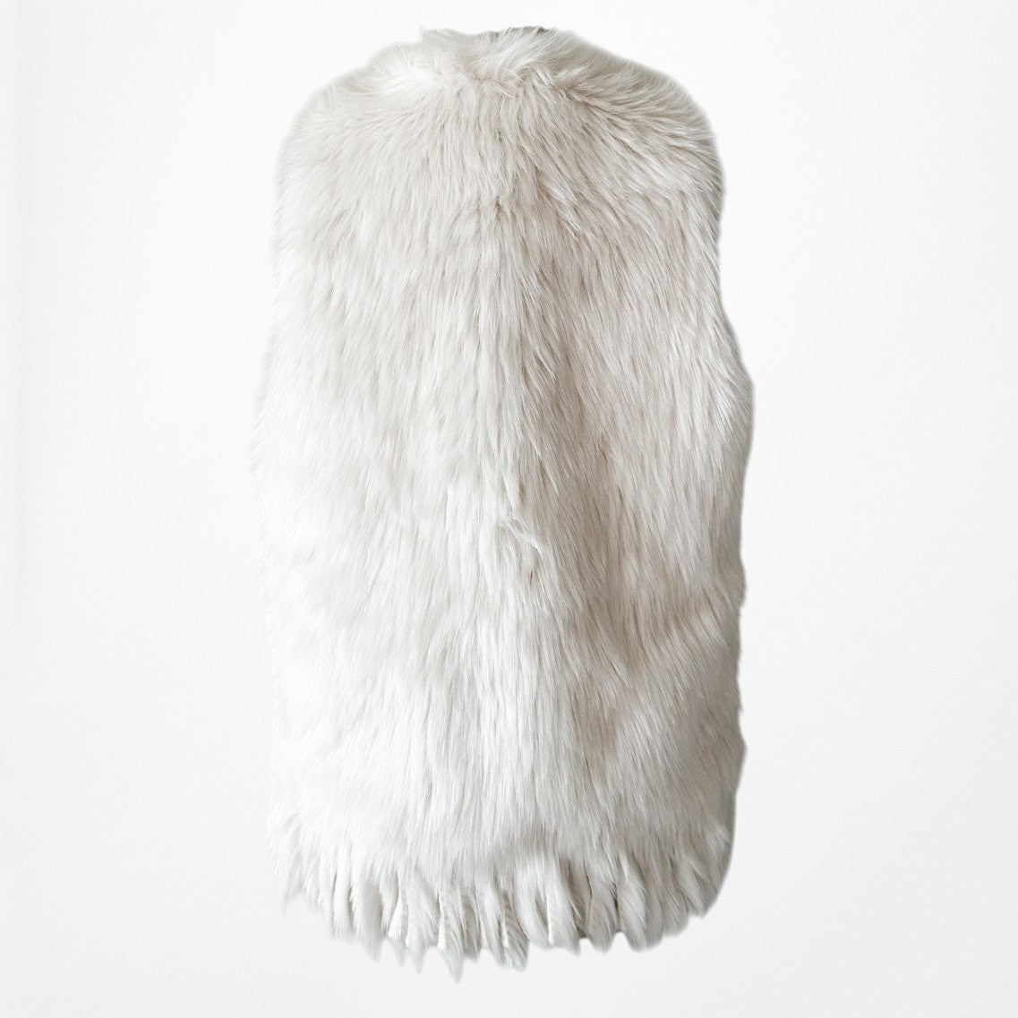 Vintage Y2K Sleeveless Faux Fur Fringed Hem Vest Coat Jacket Size S