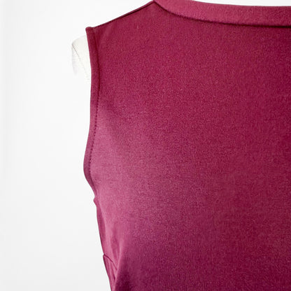 Vintage Y2K Burgundy Red Knit Knee Length Bow Bodycon Cocktail Dress Size M