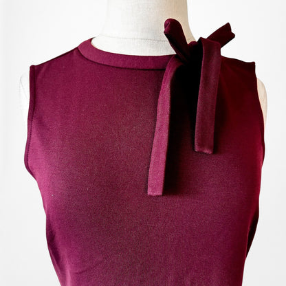 Vintage Y2K Burgundy Red Knit Knee Length Bow Bodycon Cocktail Dress Size M
