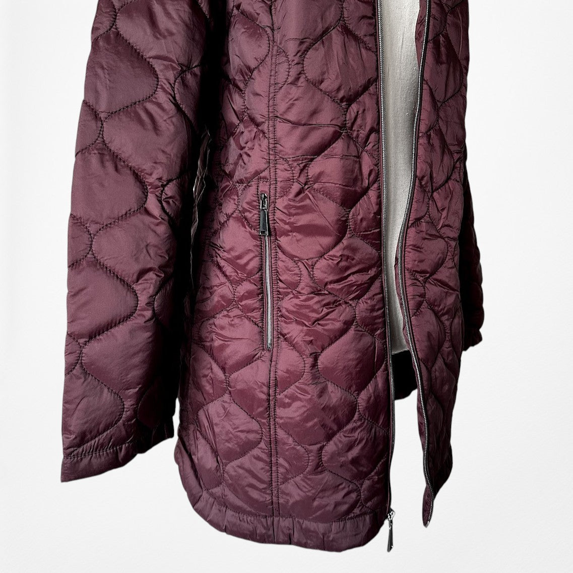 Vintage Y2K Burgundy Red Puffer Jacket Casual Hoodie Size XS/S