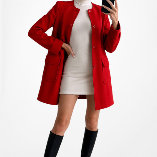 Vintage Y2K Orange Red Padded Shoulder Oversized Long Blazer Jacket Size S/M