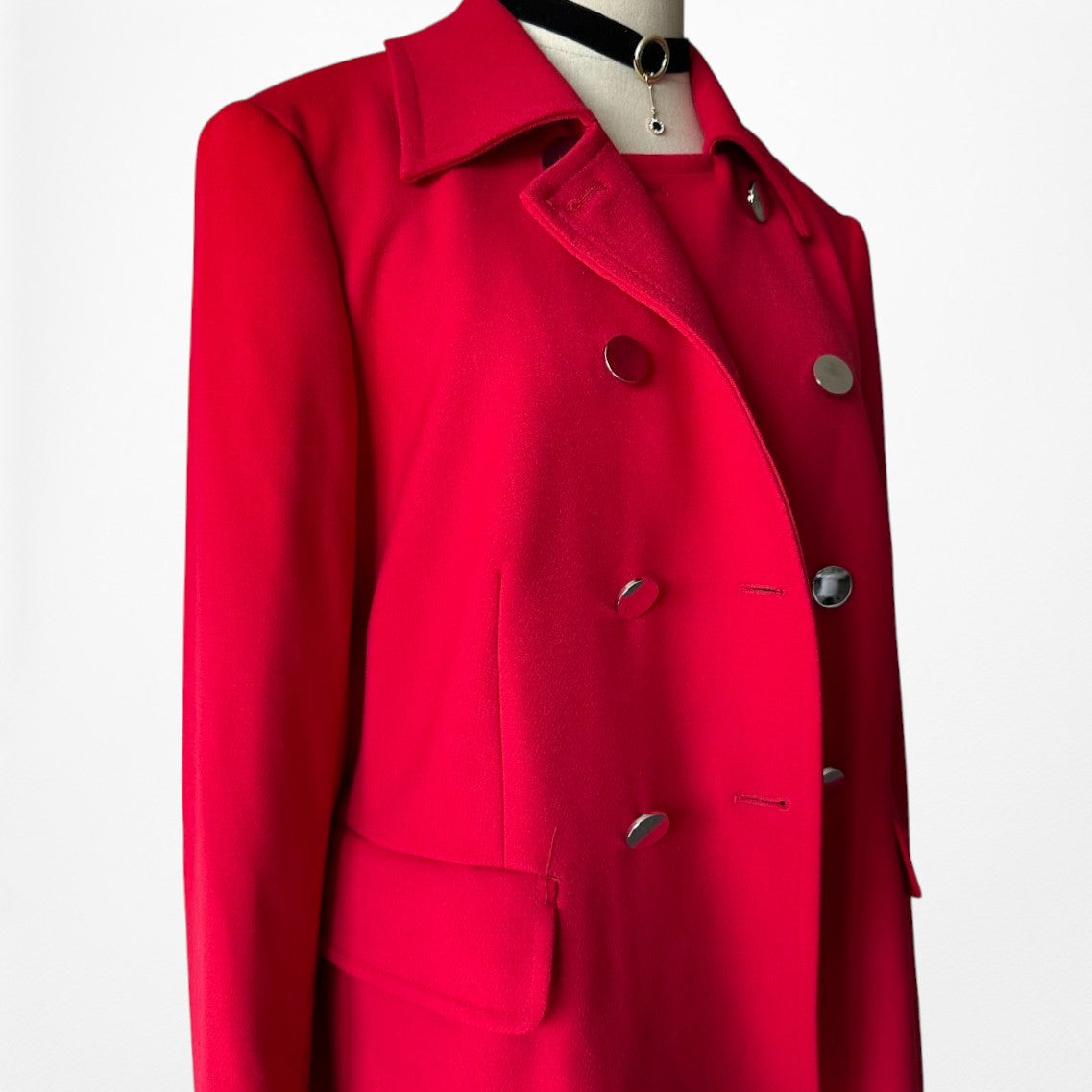 Vintage Y2K Red Double Breasted Button Front Shoulder Padded Jacket Size S/M