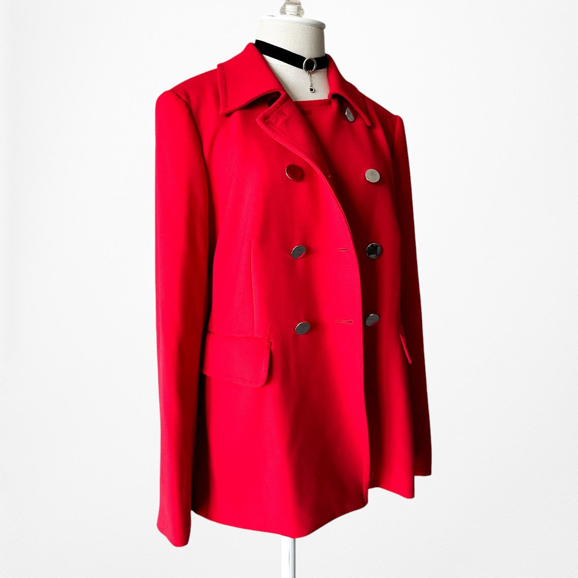 Vintage Y2K Red Double Breasted Button Front Shoulder Padded Jacket Size S/M