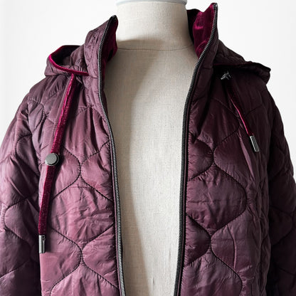 Vintage Y2K Burgundy Red Puffer Jacket Casual Hoodie Size XS/S