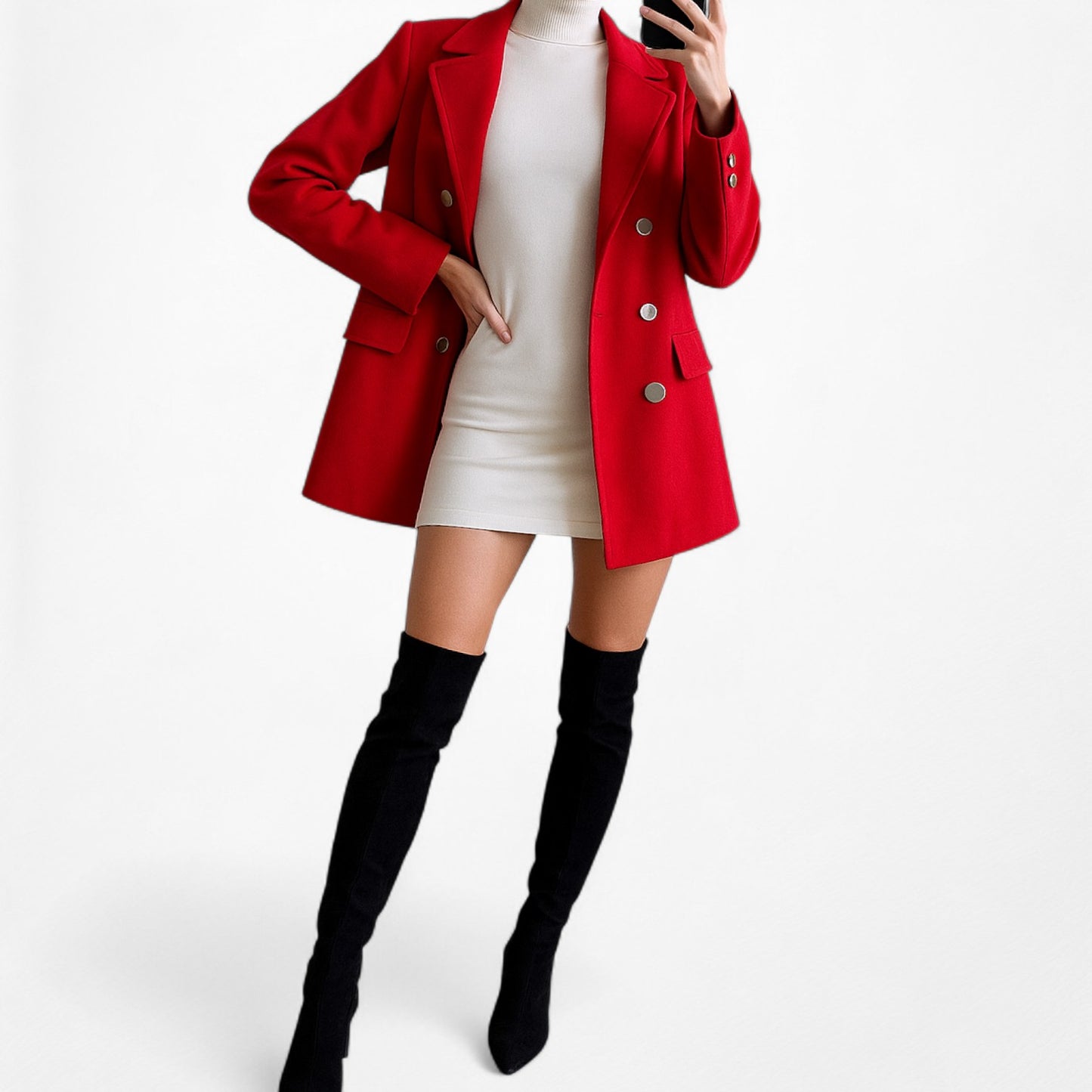 Vintage Y2K Red Double Breasted Button Front Shoulder Padded Jacket Size S/M