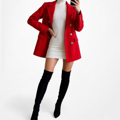 Vintage Y2K Red Double Breasted Button Front Shoulder Padded Jacket Size S/M