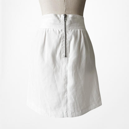 Vintage White High Drawstring Waist Front Pockets Mini Skirt Size XS/S