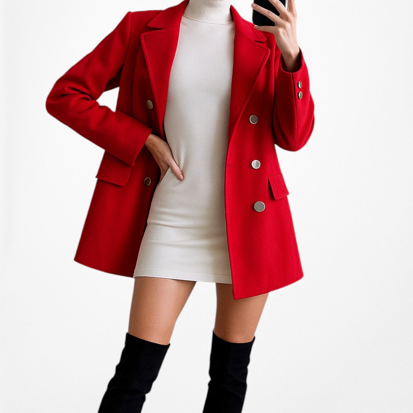 Vintage Y2K Red Double Breasted Button Front Shoulder Padded Jacket Size S/M