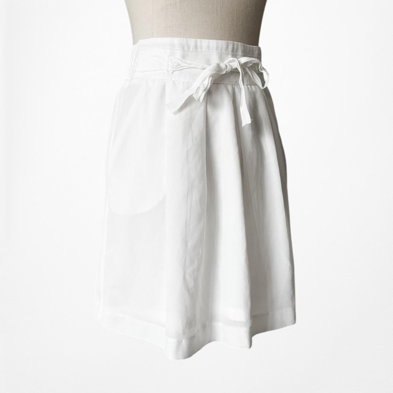 Vintage White High Drawstring Waist Front Pockets Mini Skirt Size XS/S