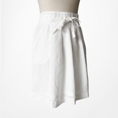 Vintage White High Drawstring Waist Front Pockets Mini Skirt Size XS/S