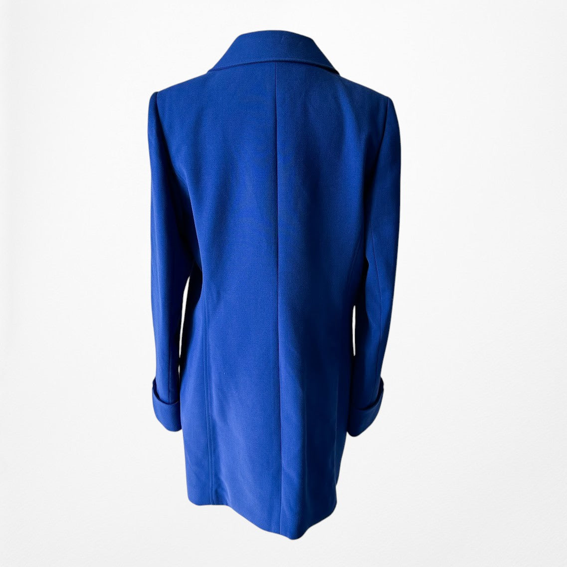 Vintage Y2K Blue Shoulder Padded Button Front Long Blazer Jacket Size S/M