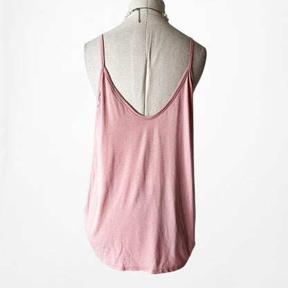 Fashion Nova Pink Cami Knit Cowl Neck Draped Casual Tank Cami Top Size M/L