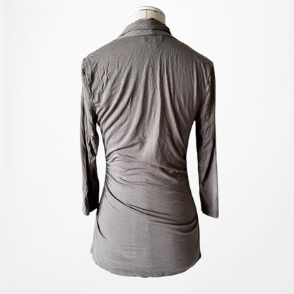 Vince Camuto Gray Knit 3/4 Sleeves Pullover Casual V-Neck Fitted Top Size M